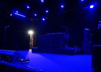 Stage with blue lighting