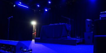 Stage with blue lighting