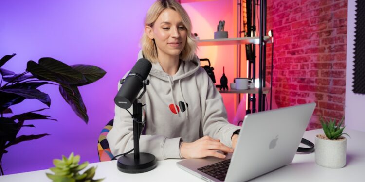 Photo session from the videodeck studio. We create video content for software companies and help them grow on YouTube. This photo is with one of our hosts, Heleana.