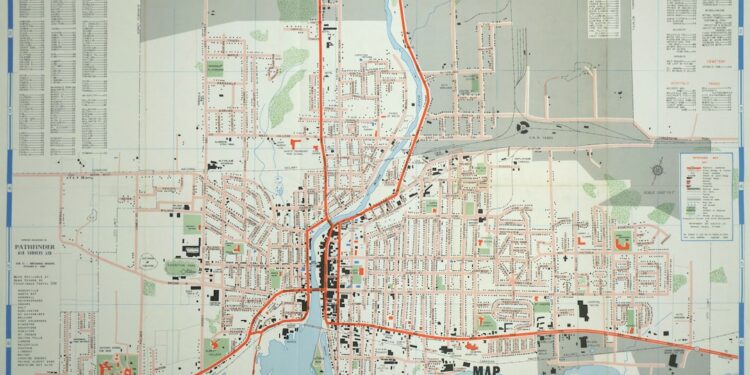M440-1317 A map of the City of Belleville in Hastings County, Ontario. Composed and published by Pathfinder Air Surveys Ltd., in 1963. Insets include: 1) Street index 2) Industries index 3) Businesses and services index 4) Legend 5) List of cities with Pathfinder map suppliers 6) Survey information