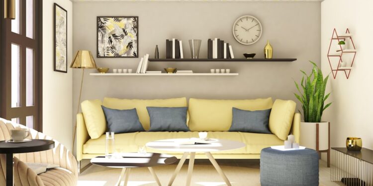 Cozy living room for a newly married couple.