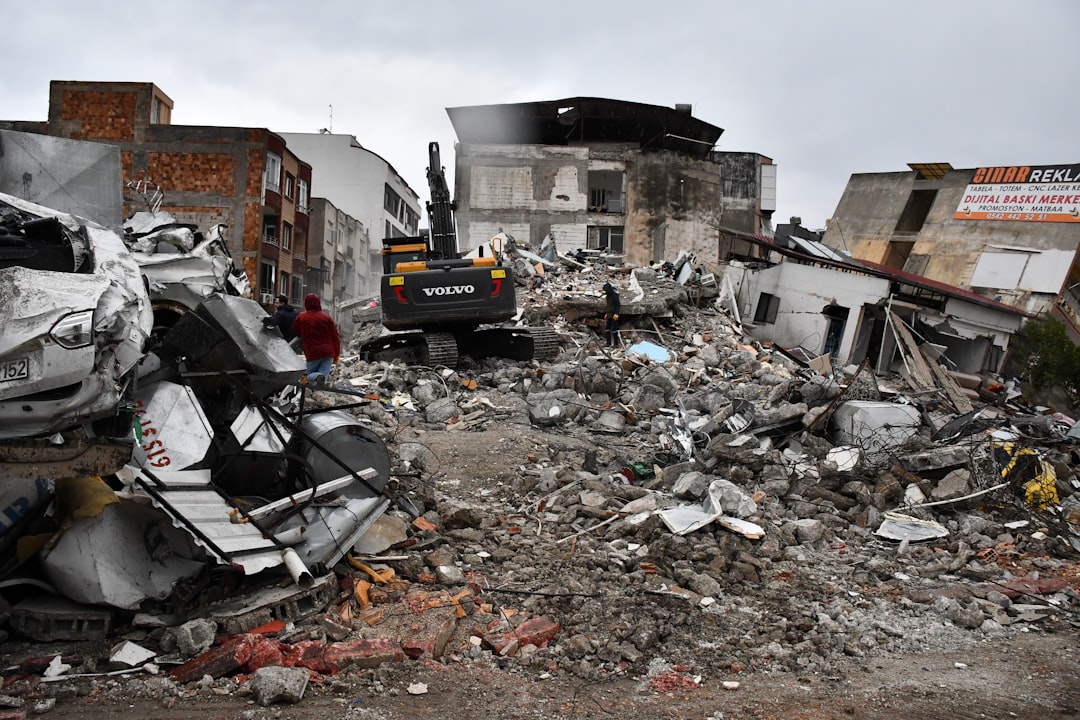 İskenderun, Hatay Turkey - February.06,2023: In Iskenderun, one of the places most affected by the 7.7 magnitude earthquake centered in Kahramanmaraş, many buildings were destroyed and people died.