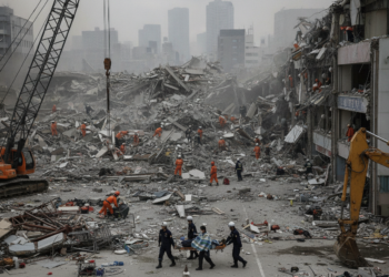 Zware aardbeving in Japan eist doden na instorting winkelcentrum