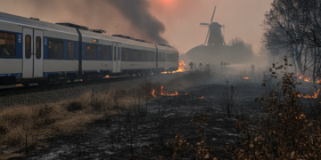 Treinverkeer stilgelegd door natuurbrand bij De Rosmolen in Limburg
