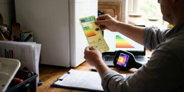 Energieadviseur neemt de gevel en het glas van een woning op voor het energielabel