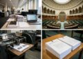 Stapel wetsteksten en vergaderstukken op een tafel in een parlementsgebouw