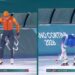 Femke Kok aan de start van de olympische 500 meter in Milaan