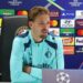 Luciano Valente van Feyenoord tijdens een persconferentie voor de Champions League