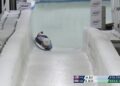 Kimberley Bos op haar slee in de ijsbaan van Lake Placid tijdens het WK skeleton 2025